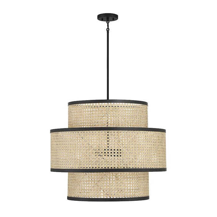 Savoy House 3-Light Pendant, Natural Cane/Matte Black