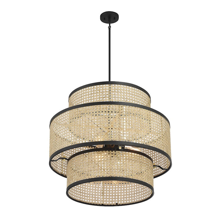 Savoy House 3-Light Pendant, Natural Cane/Matte Black