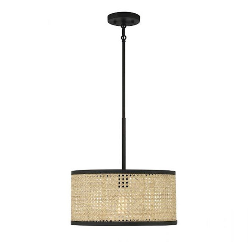 Savoy House 1-Light Pendant, Natural Cane/Matte Black