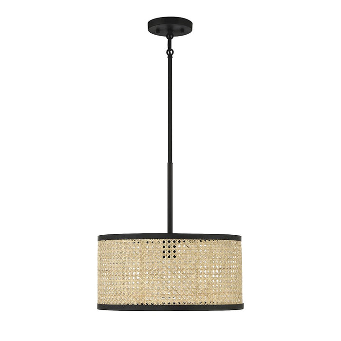 Savoy House 1-Light Pendant, Natural Cane/Matte Black