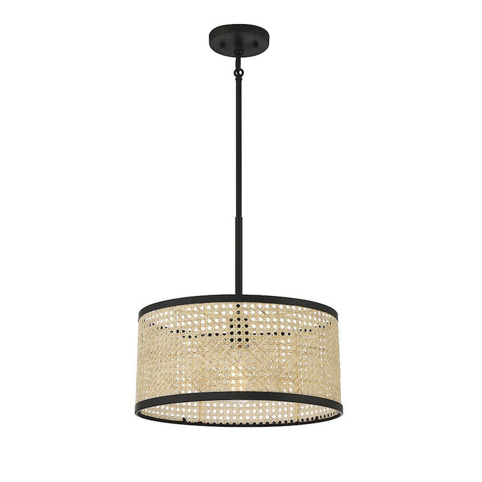 Savoy House 1-Light Pendant, Natural Cane/Matte Black