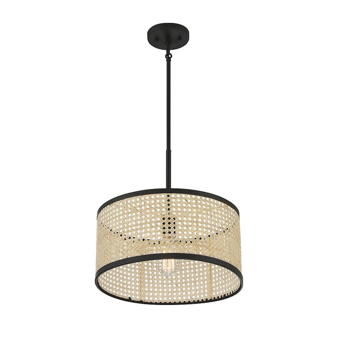 Savoy House 1-Light Pendant, Natural Cane/Matte Black