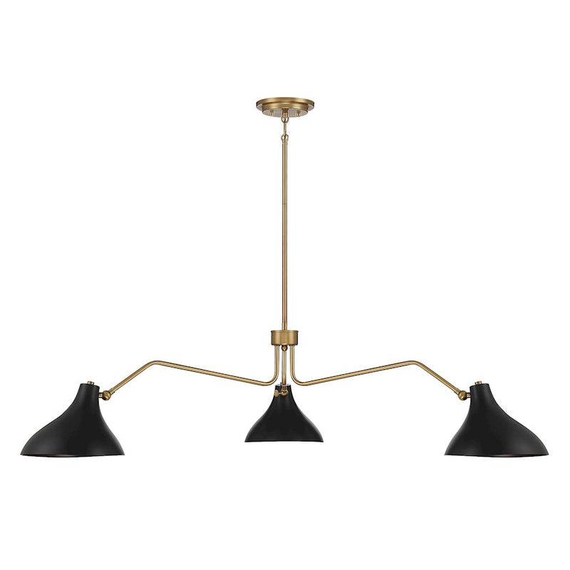 Savoy House 3-Light 48" Pendant, Matte Black/Natural Brass