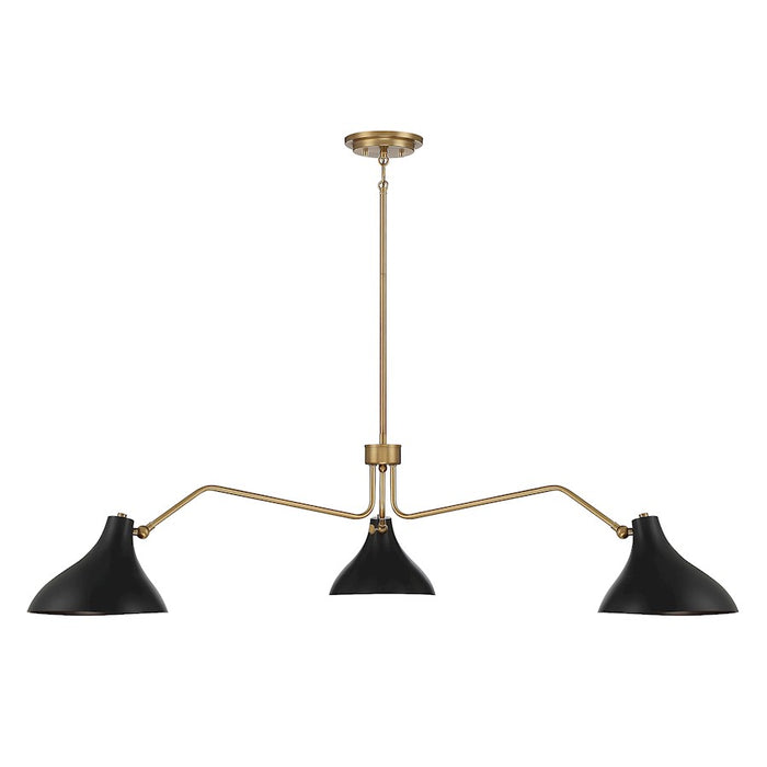 Savoy House 3-Light 48" Pendant, Matte Black/Natural Brass