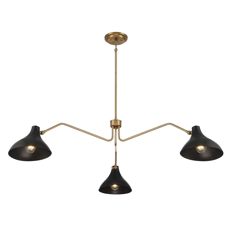 Savoy House 3-Light 48" Pendant, Matte Black/Natural Brass