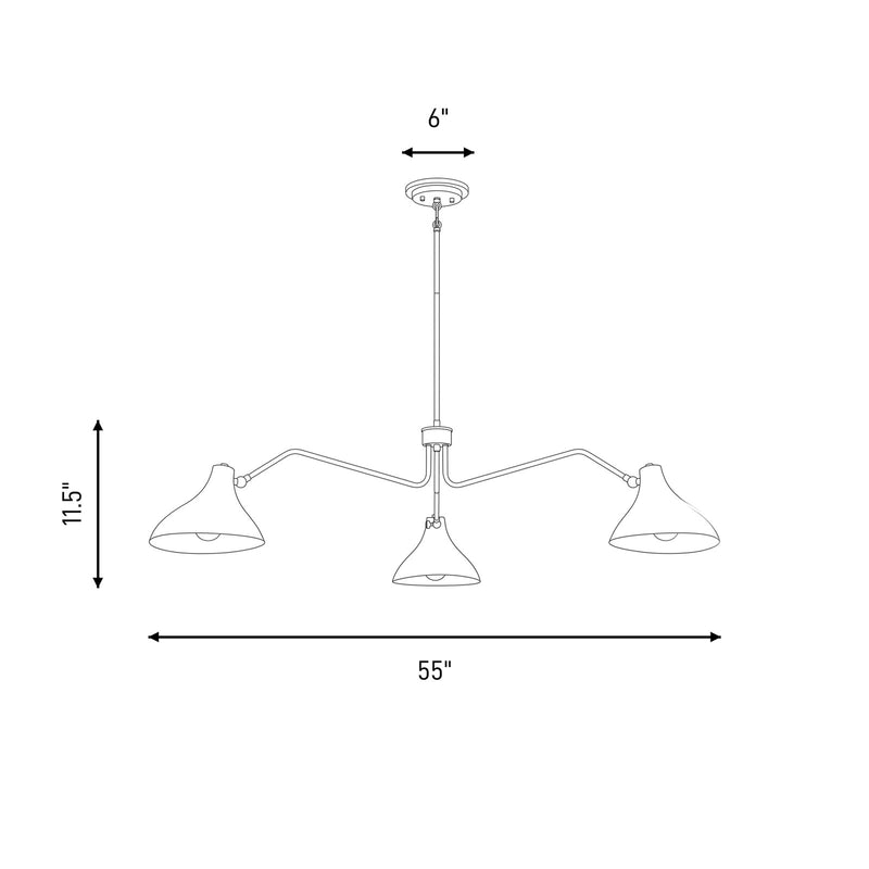 Savoy House 3-Light 48" Pendant, Matte Black/Natural Brass