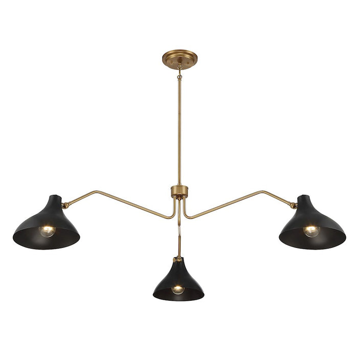 Savoy House 3-Light 48" Pendant, Matte Black/Natural Brass