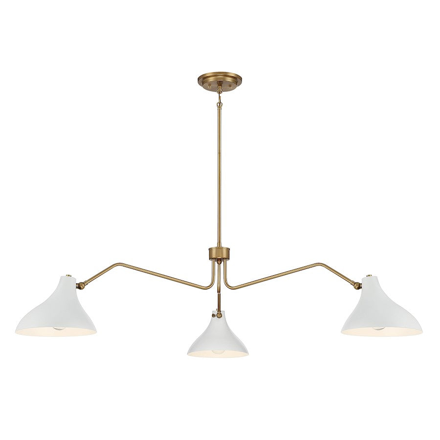 Savoy House 3-Light Pendant, White/Natural Brass - M7019WHNB