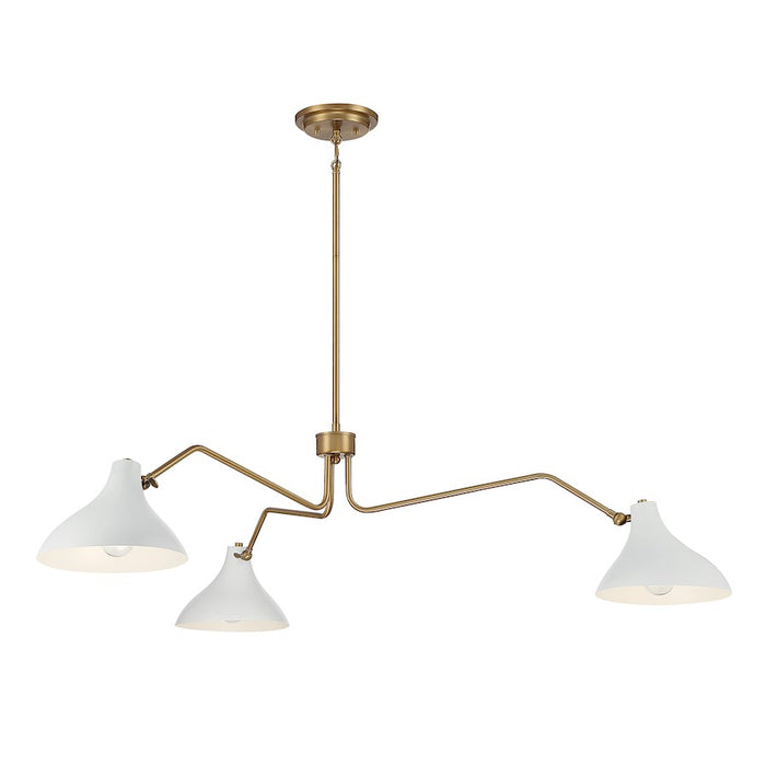 Savoy House 3-Light Pendant, White/Natural Brass