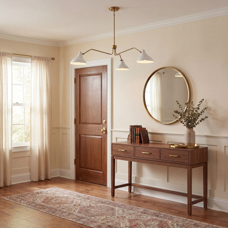 Savoy House 3-Light Pendant, White/Natural Brass