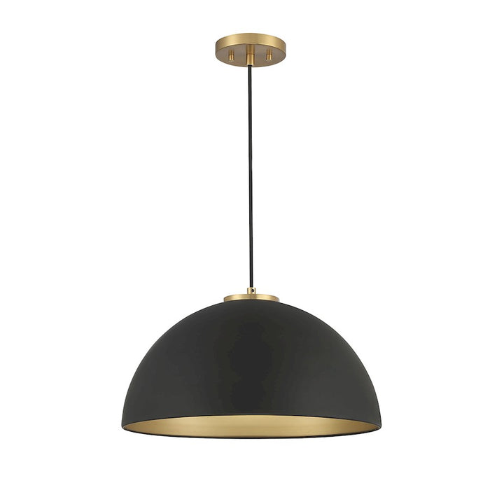 Savoy House 1-Light 10" Pendant, Matte Black/Natural Brass