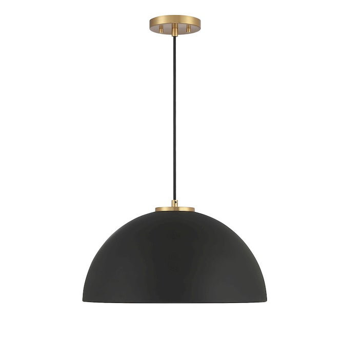 Savoy House 1-Light 10" Pendant, Matte Black/Natural Brass