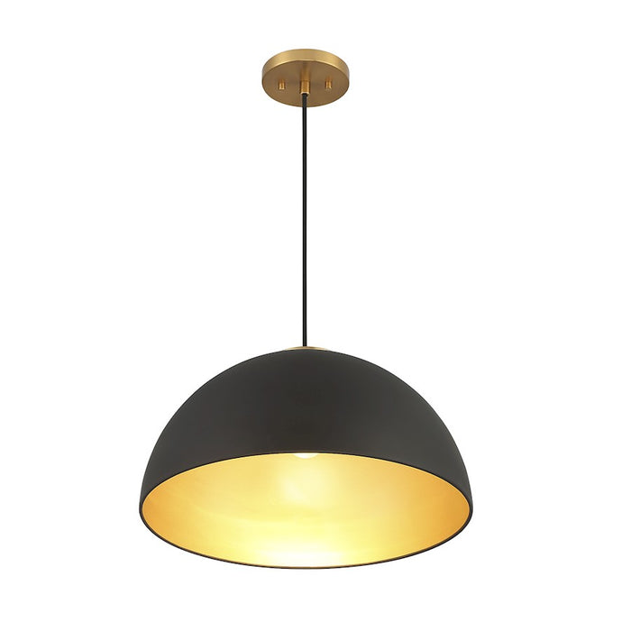 Savoy House 1-Light 10" Pendant, Matte Black/Natural Brass