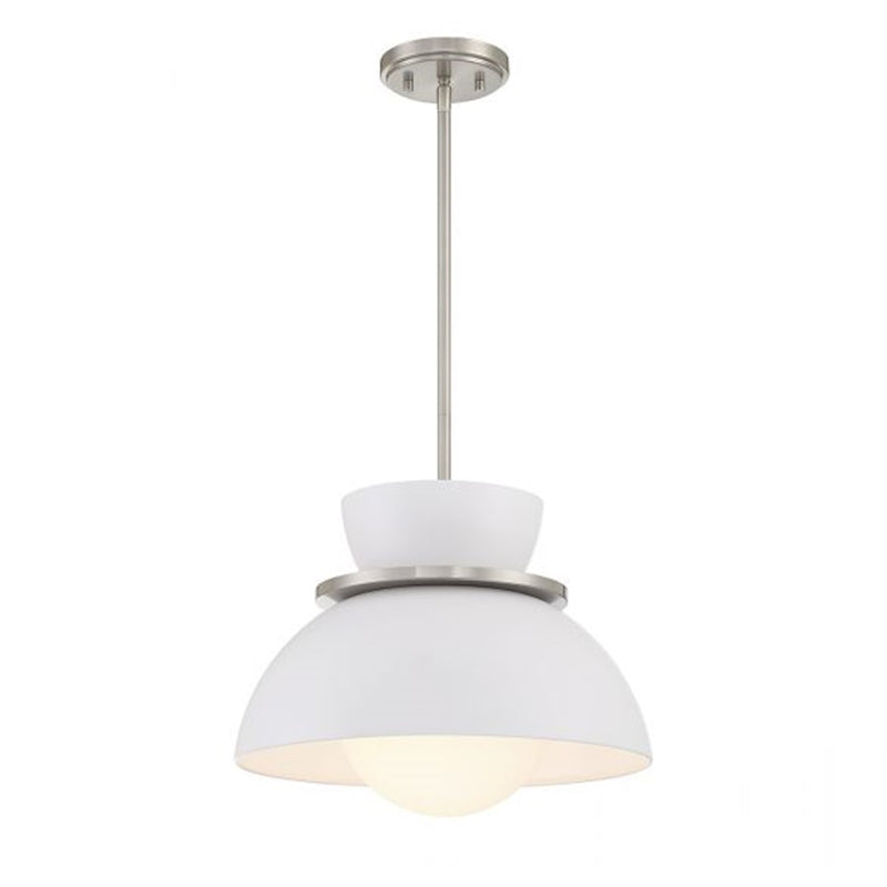 Savoy Meridian 1 Light Pendant, Brushed Nickel/Opal
