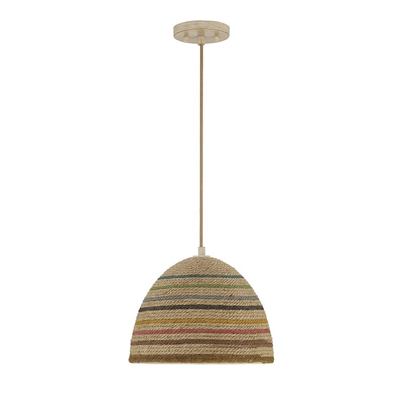 Savoy Meridian 1 Light Pendant, Natural Rattan Color