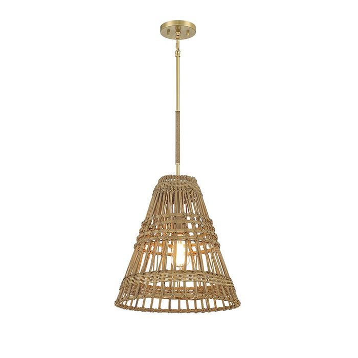 Savoy House 1-Light 17" Pendant, Natural Brass/Rattan - M7035NRNB