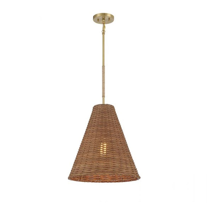 Savoy Meridian 1 Light Pendant, Natural Brass
