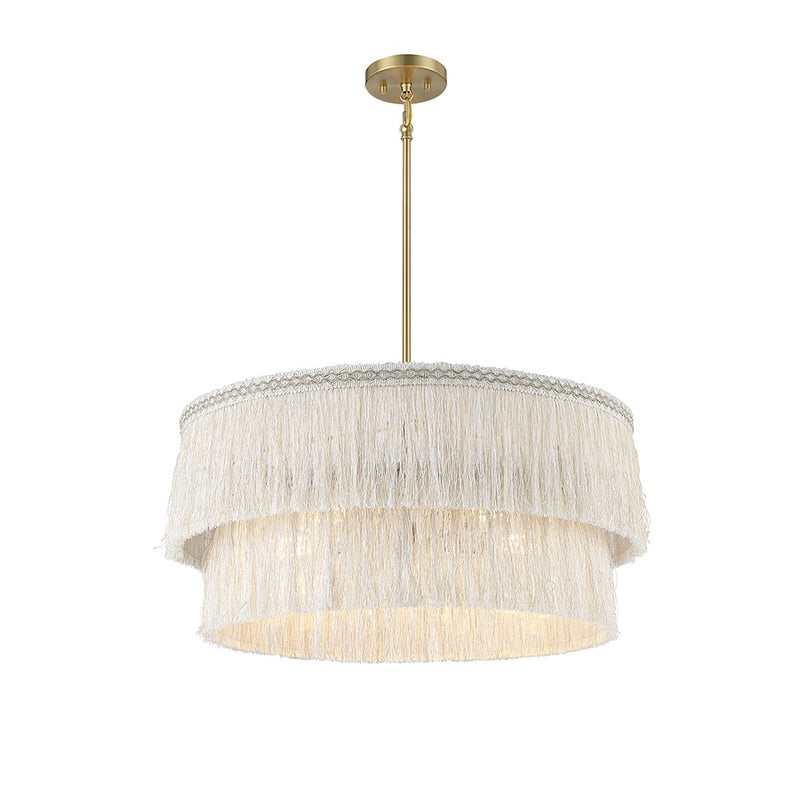 Savoy Meridian 5 Light 12" Pendant, Natural Brass