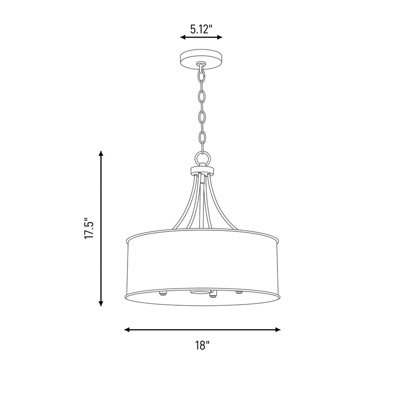Meridian 4 Light Pendant, Antique Silver