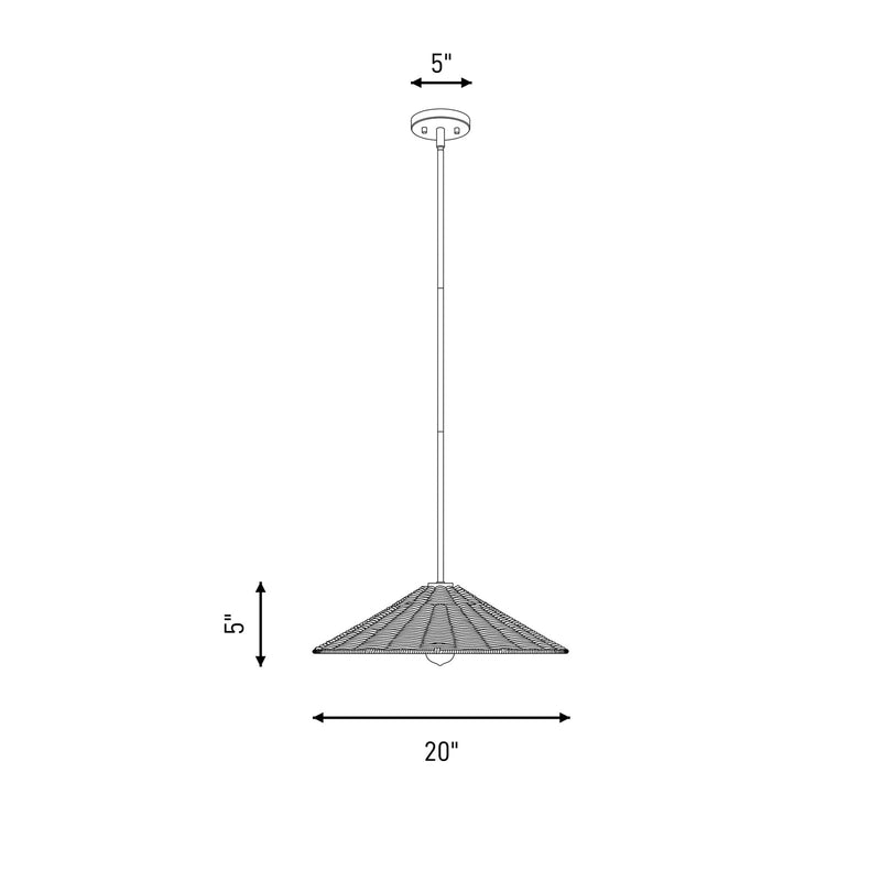 Meridian 1 Light 20" Pendant, Matte Black