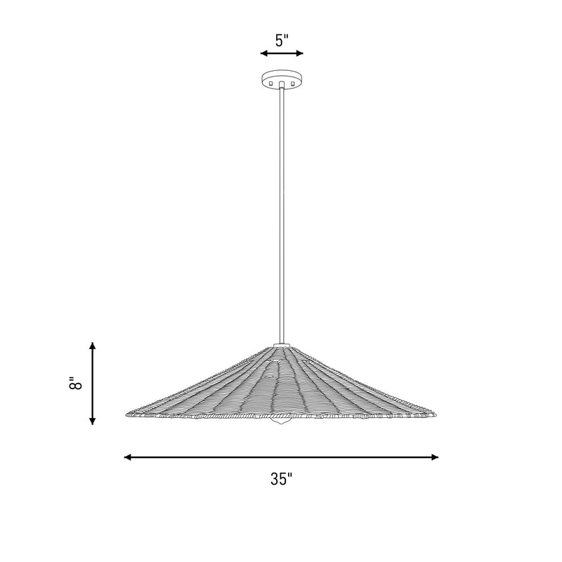 Meridian 1 Light 35" Pendant, Matte Black
