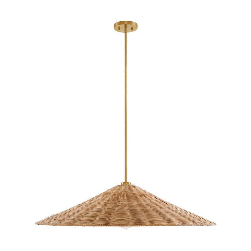 Meridian 1 Light 35" Pendant, Natural Brass