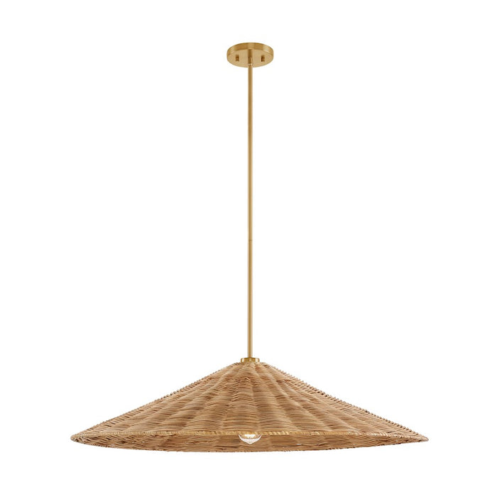 Meridian 1 Light 35" Pendant, Natural Brass