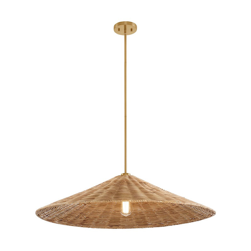 Meridian 1 Light 35" Pendant, Natural Brass