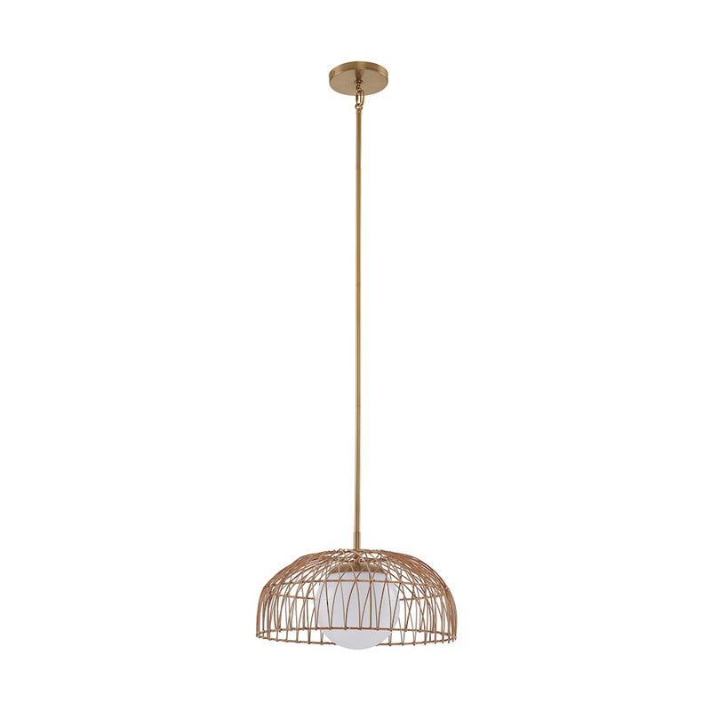 Meridian 1 Light Convertible Pendant/Semi Flush, Brass/WH Etched
