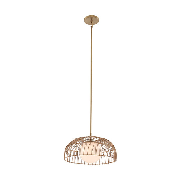 Meridian 1 Light Convertible Pendant/Semi Flush, Brass/WH Etched