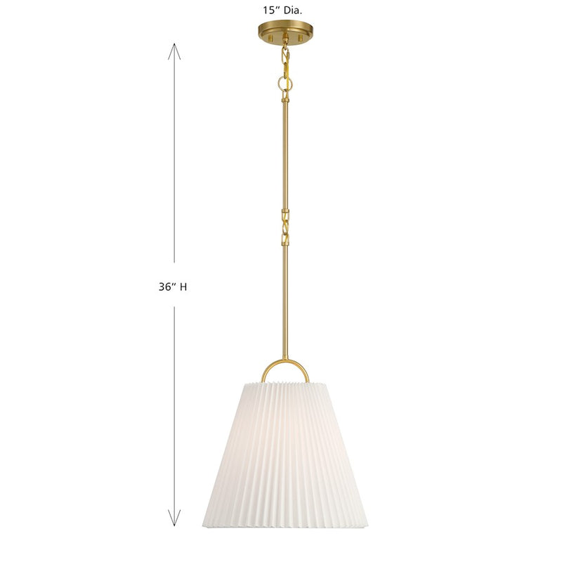 Savoy House Meridian 1Lt 15" Pendant, Natural Brass