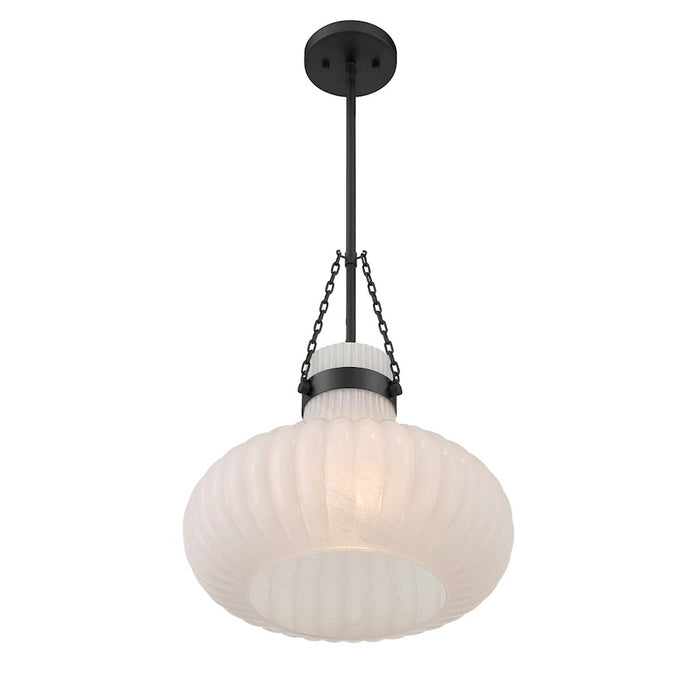 Savoy House Meridian 1Lt Pendant, Black/Fluted Ribbed Strie