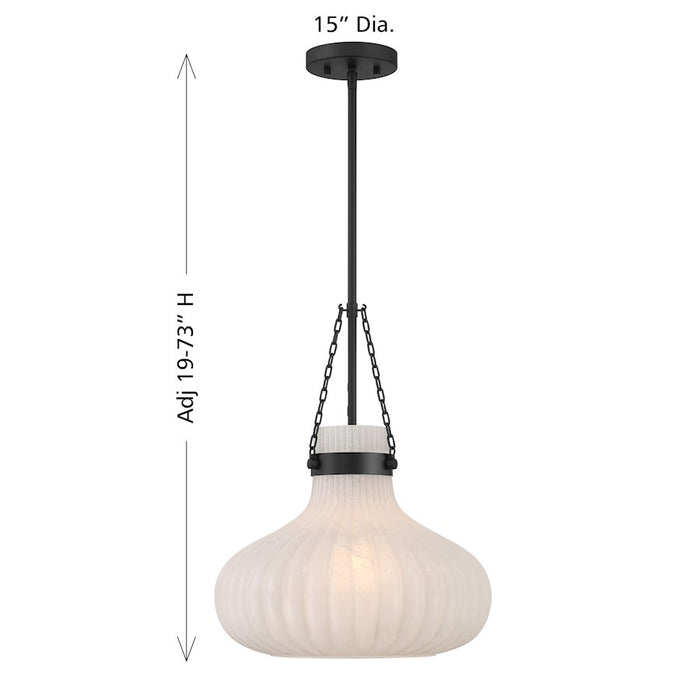 Savoy House Meridian 1Lt Pendant, Black/Fluted Ribbed Strie