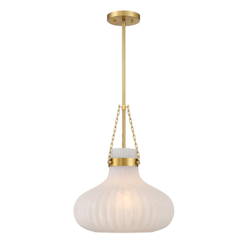 Savoy House Meridian 1Lt Pendant, Natural Brass/Fluted Ribbed Strie
