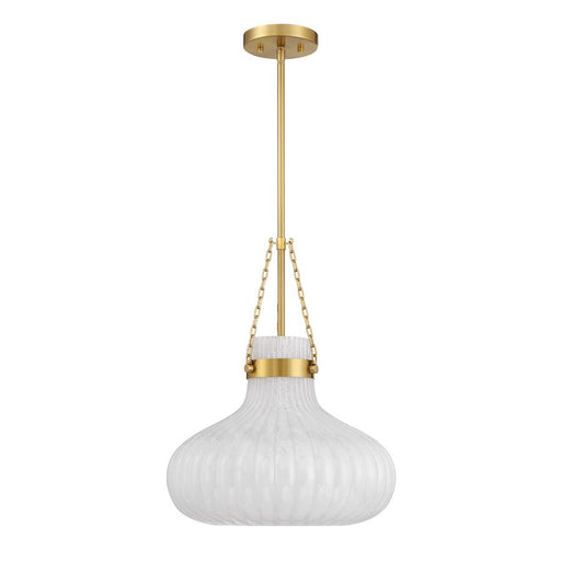 Savoy House Meridian 1Lt Pendant, Natural Brass/Fluted Ribbed Strie