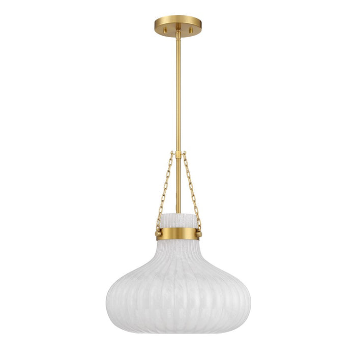 Savoy House Meridian 1Lt Pendant, Natural Brass/Fluted Ribbed Strie