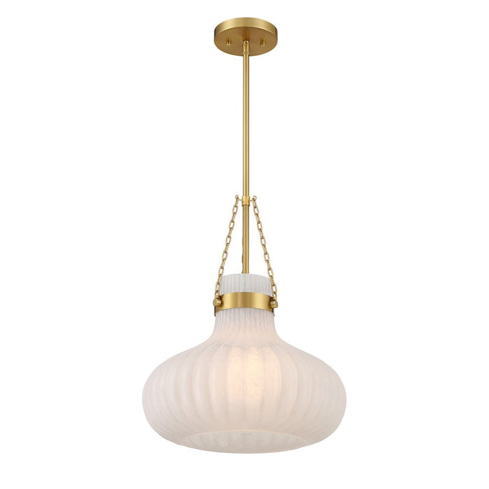 Savoy House Meridian 1Lt Pendant, Natural Brass/Fluted Ribbed Strie