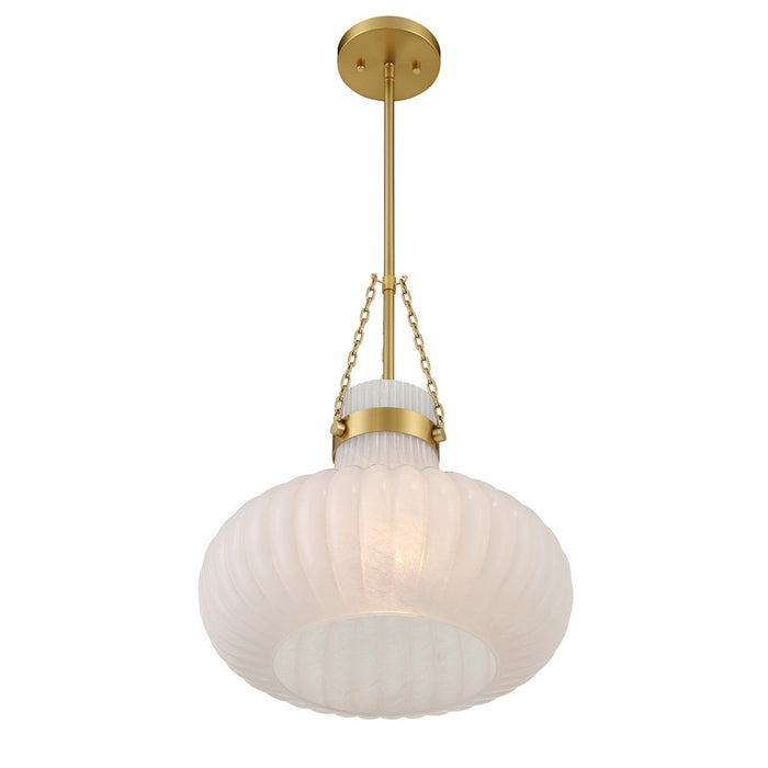 Savoy House Meridian 1Lt Pendant, Natural Brass/Fluted Ribbed Strie