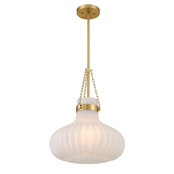 Savoy House Meridian 1Lt Pendant, Natural Brass/Fluted Ribbed Strie