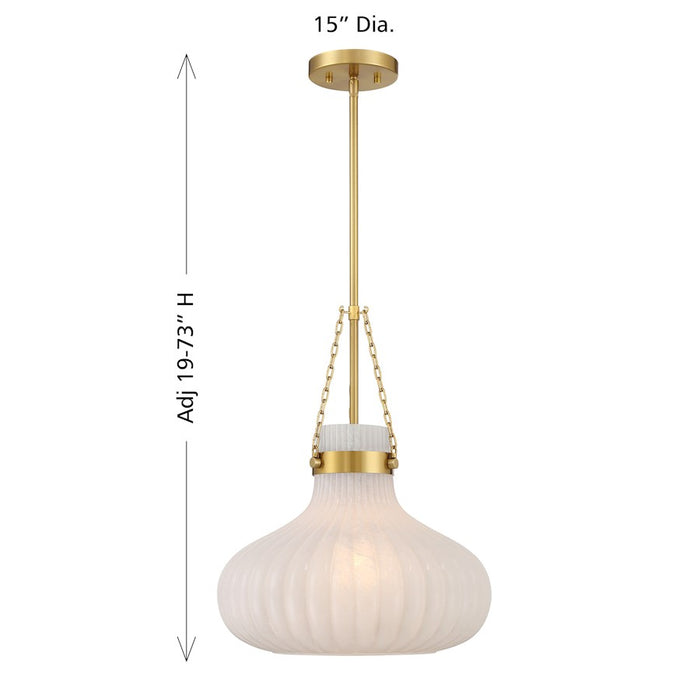 Savoy House Meridian 1Lt Pendant, Natural Brass/Fluted Ribbed Strie