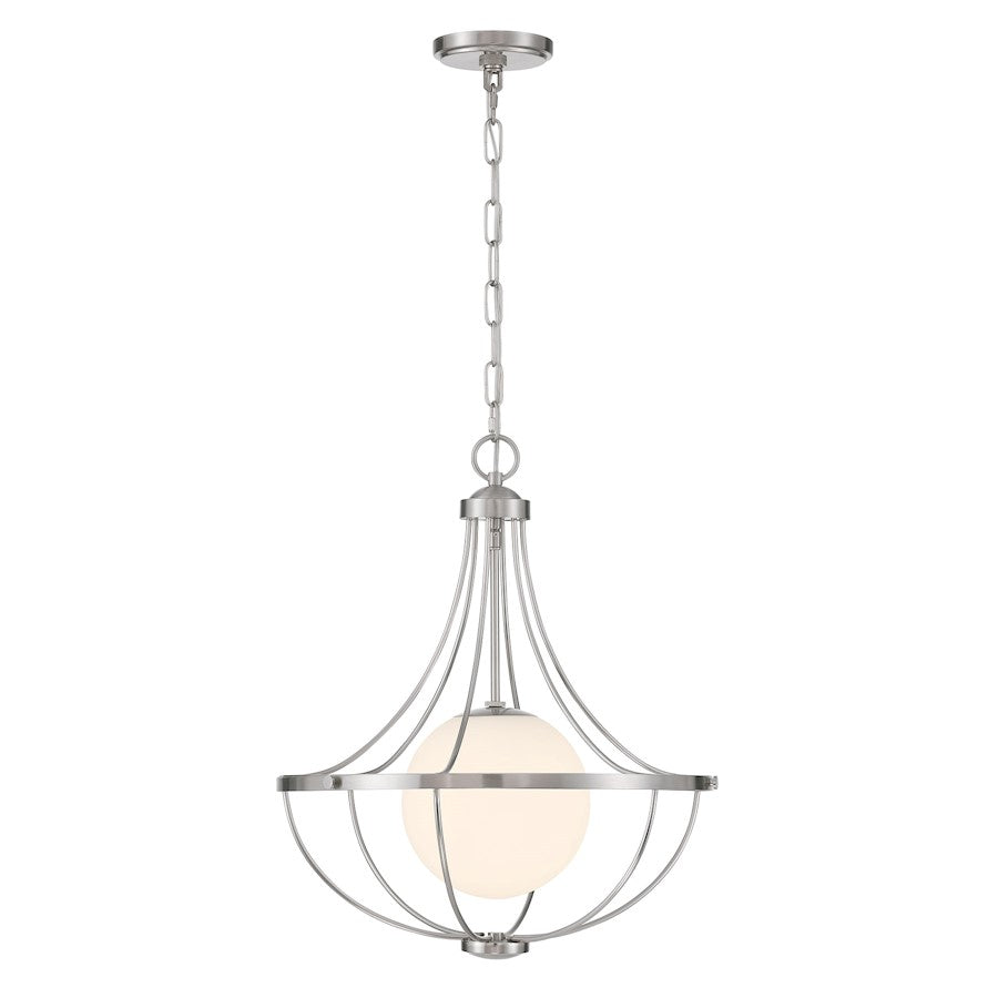 Savoy House Meridian 1Lt Pendant, Brushed Nickel/White Opal - M7047BN