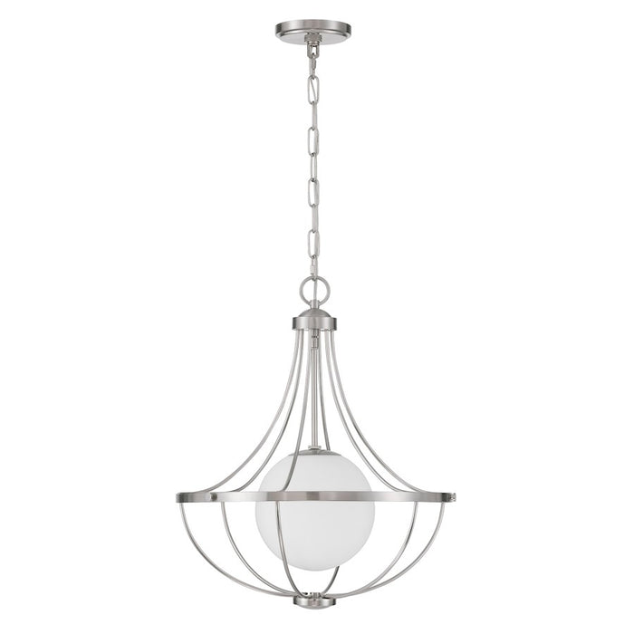 Savoy House Meridian 1Lt Pendant, Brushed Nickel/White Opal