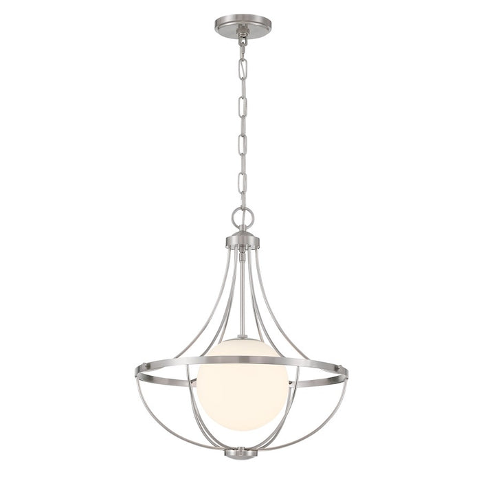 Savoy House Meridian 1Lt Pendant, Brushed Nickel/White Opal