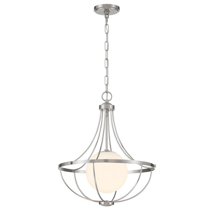 Savoy House Meridian 1Lt Pendant, Brushed Nickel/White Opal