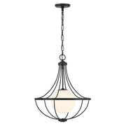 Savoy House Meridian 1Lt Pendant, Black/White Opal - M7047MBK