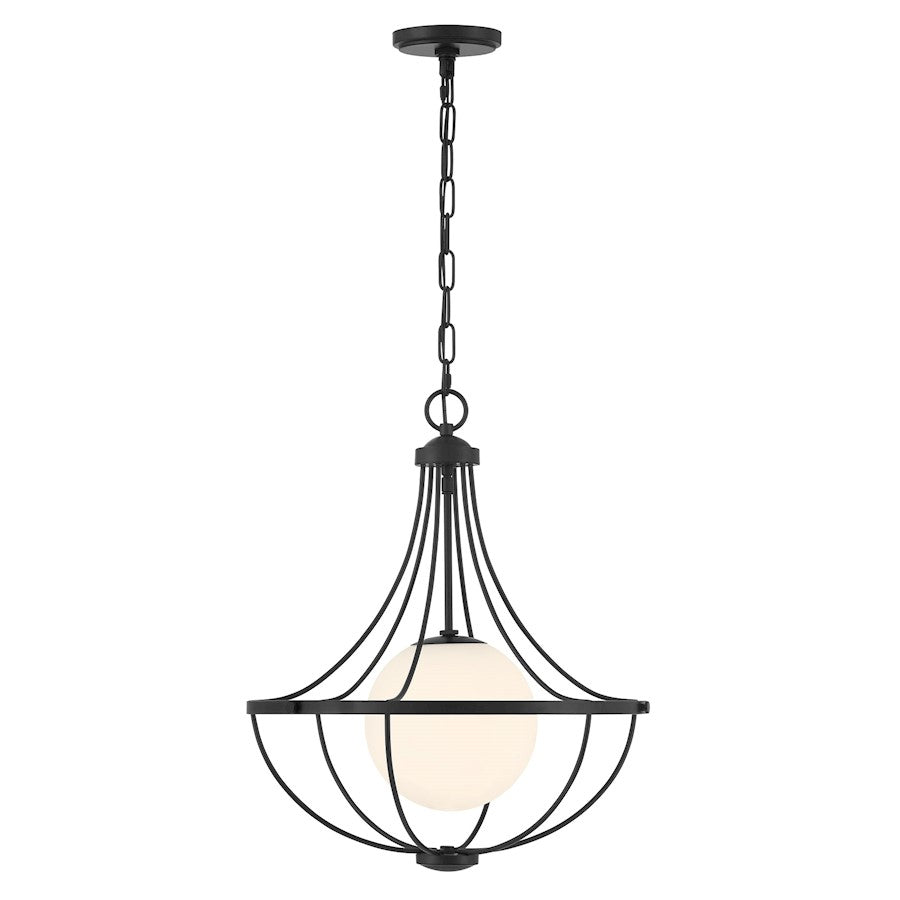 Savoy House Meridian 1Lt Pendant, Black/White Opal - M7047MBK