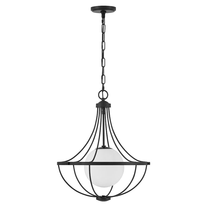 Savoy House Meridian 1Lt Pendant, Black/White Opal