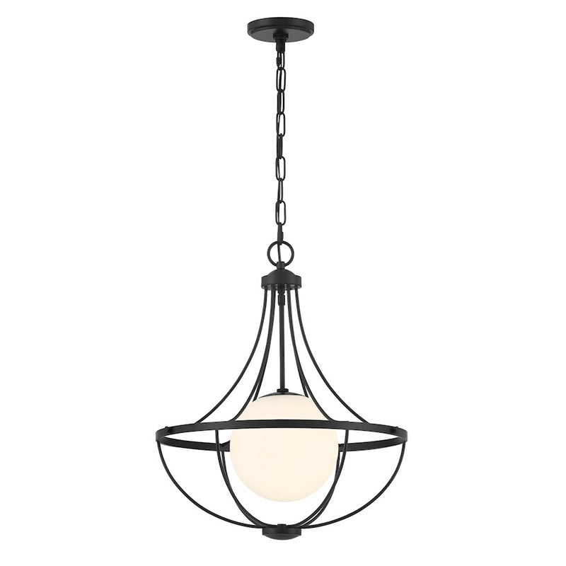 Savoy House Meridian 1Lt Pendant, Black/White Opal