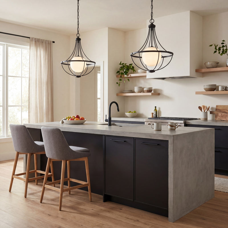 Savoy House Meridian 1Lt Pendant, Black/White Opal