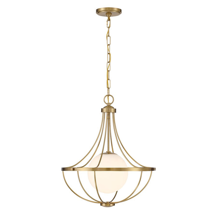 Savoy House Meridian 1Lt Pendant, Natural Brass/White Opal - M7047NB